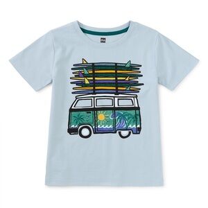 Tea Collection Kids Boys Surf Van Graphic Tee 8 100% Cotton Blue Green Orange